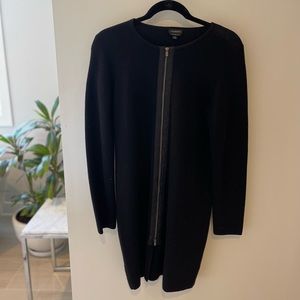 Talbots 100% Pure Merino Wool Black Zipper Sweater Dress Size Medium
